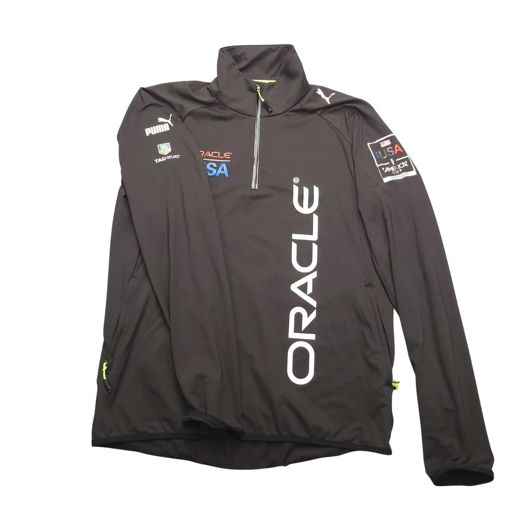 Puma Oracle Team USA Jacket Mens XL Black Sailing 1/4 Zip 34th Americas Cup